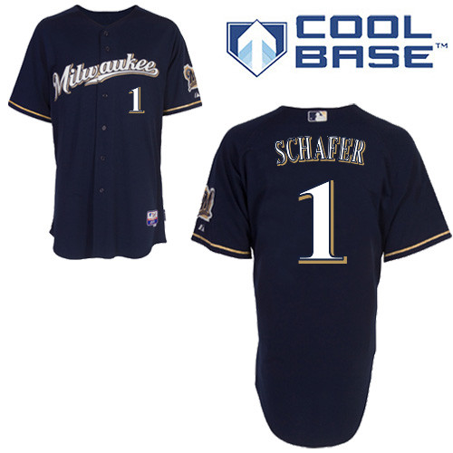 Logan Schafer #1 Youth Baseball Jersey-Milwaukee Brewers Authentic Alternate 2 MLB Jersey